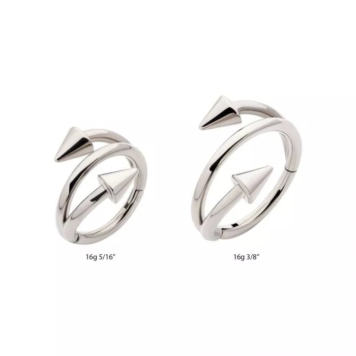 Titanium Double Ended Twist Side Facing Hinged Segment Clicker with Spikes