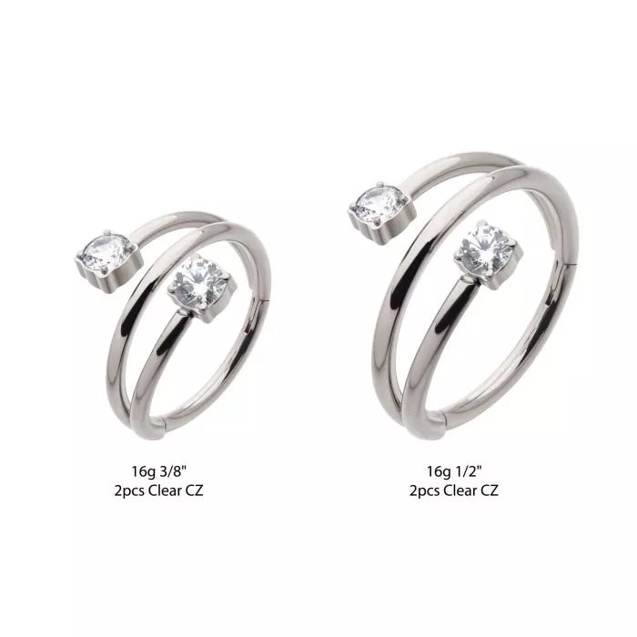 Titanium Double Ended Twist Side Facing Hinged Segment Clicker with Round CZ