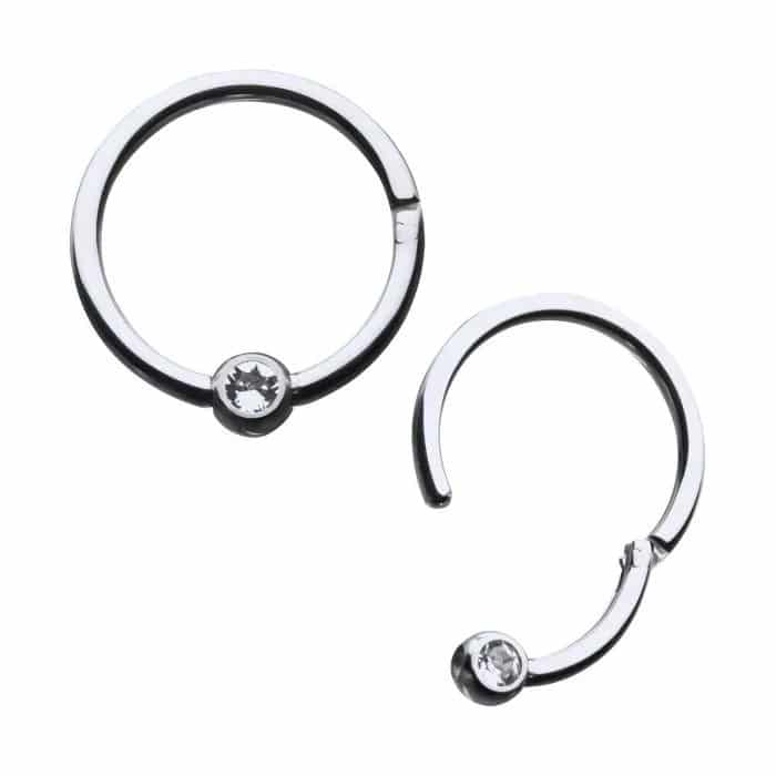 Titanium CZ Clear Gem Hinged Segment Ring