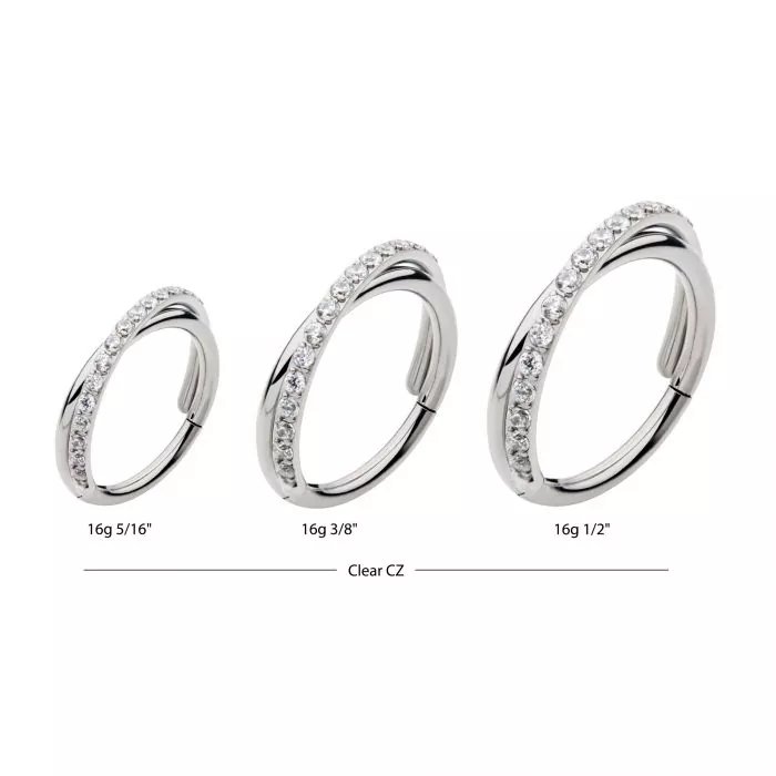 Titanium Crisscross with CZ Side Facing Hinged Segment Clicker