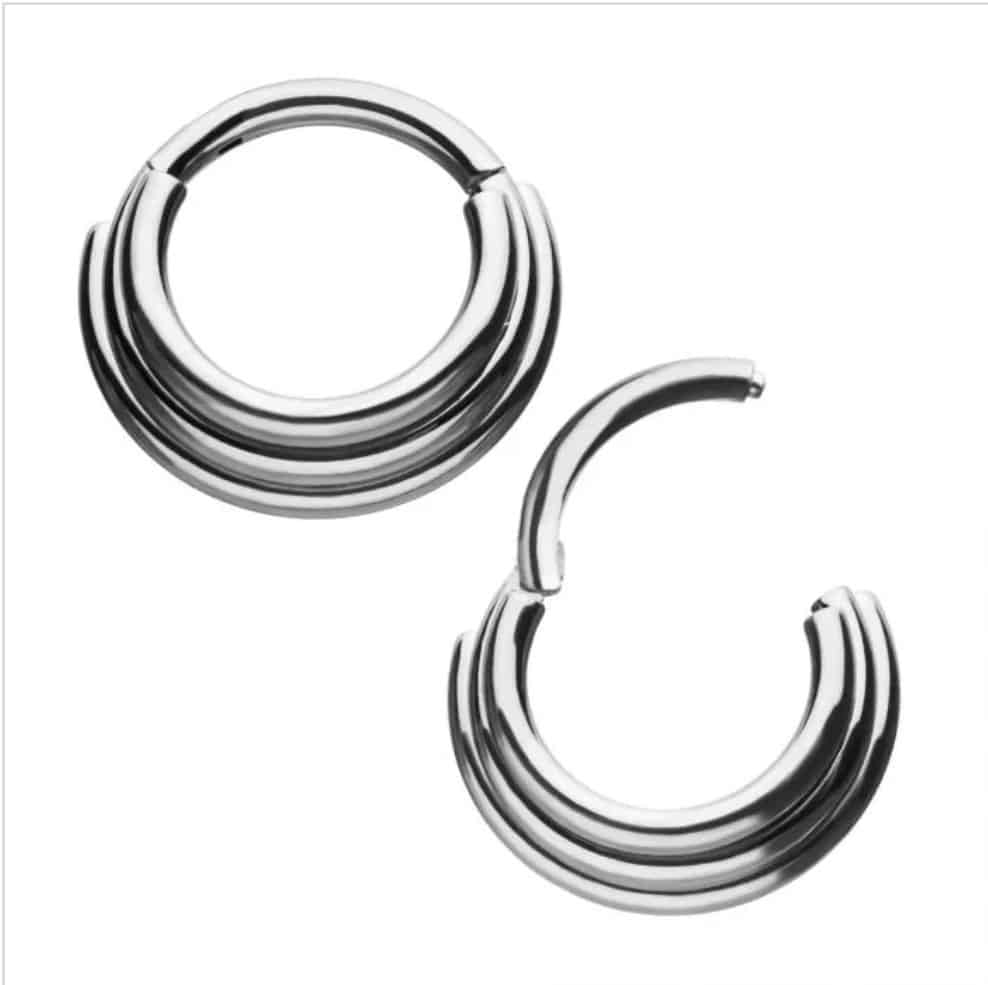 Titanium with Terraced Triple Stack Design Front Facing Hinged Segment Clicker