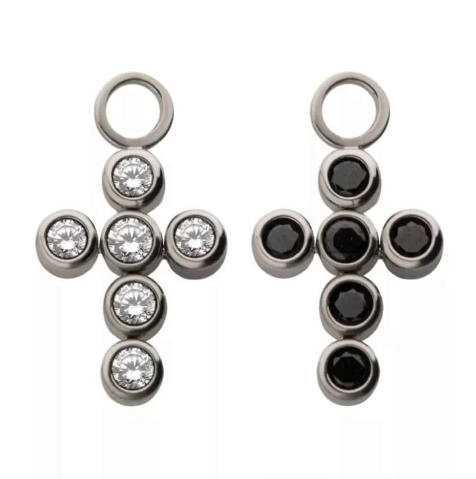Titanium with Bezel Set CZ Cross Charm
