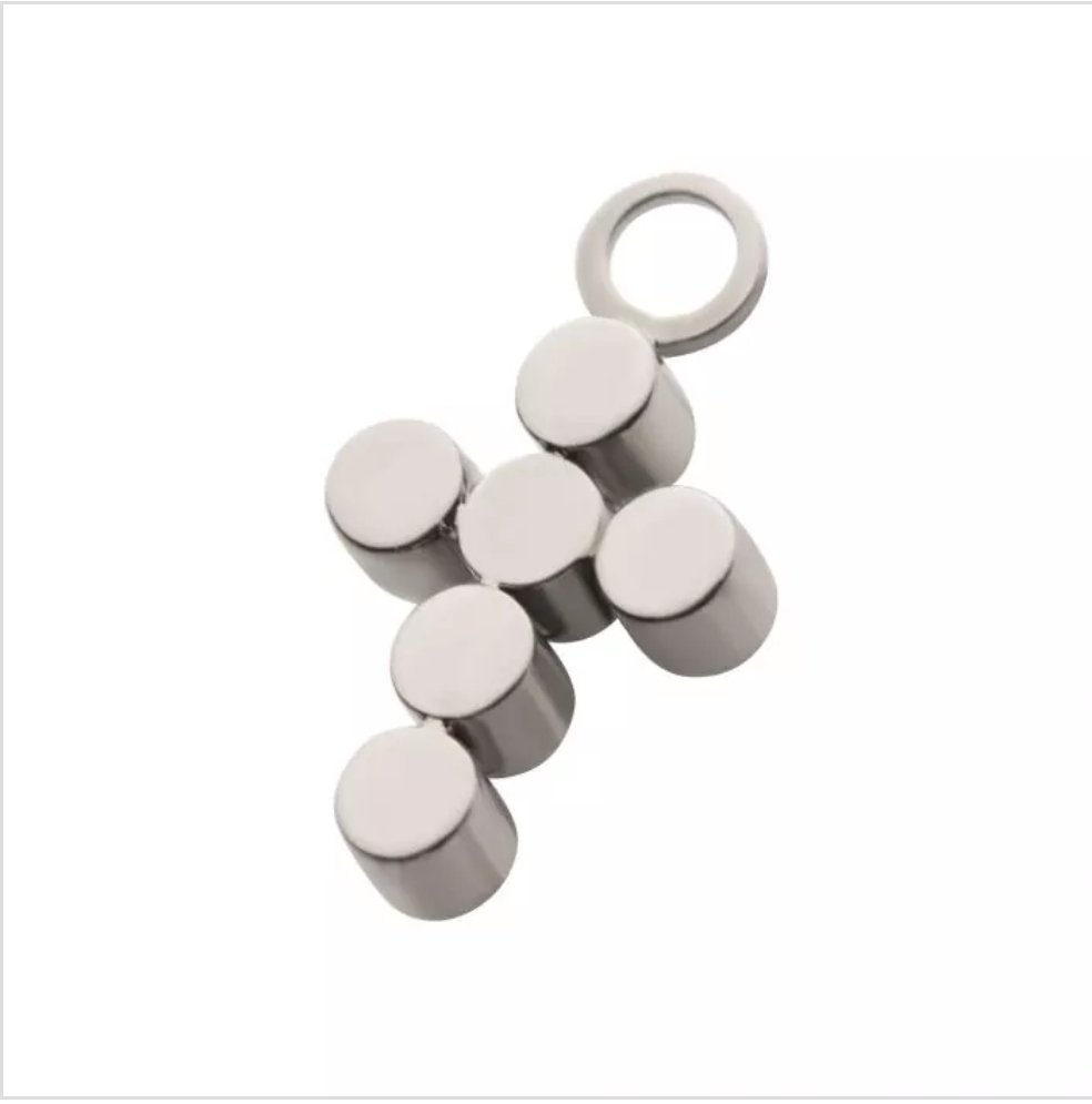 Titanium with Bezel Set CZ Cross Charm
