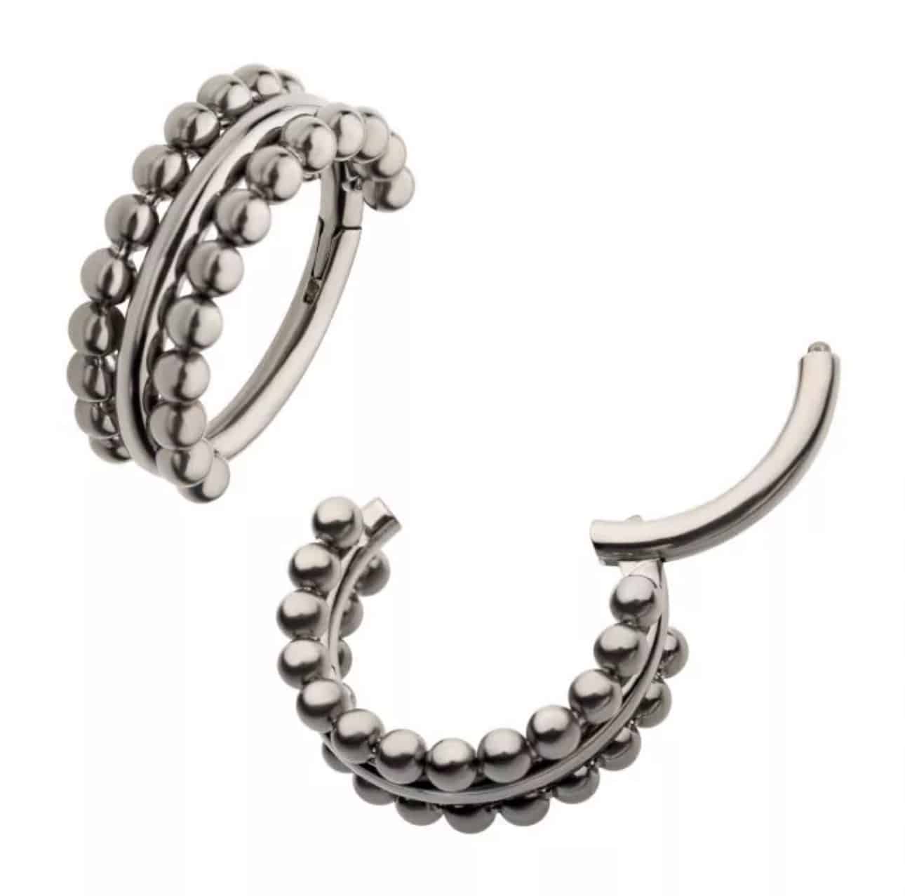 Titanium with Double Sided Beads Side Facing Hinged Segment Clicker
