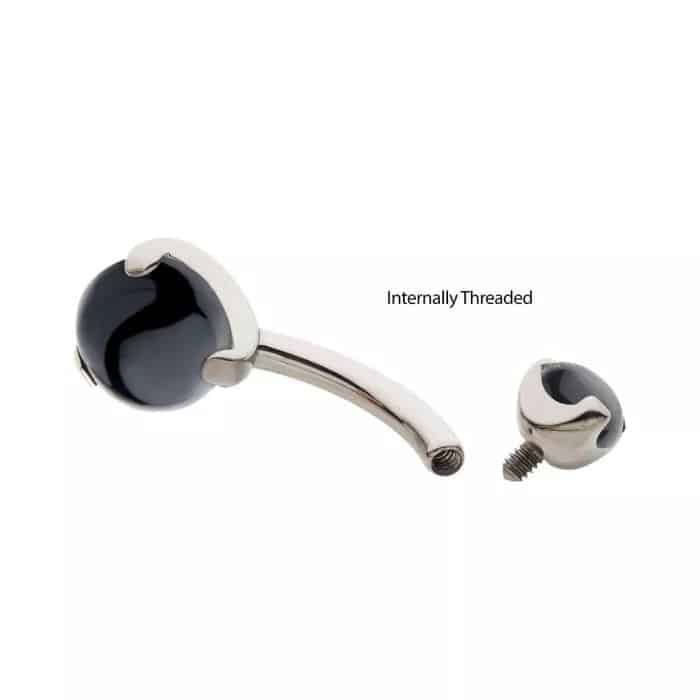 Titanium Internally Threaded with 3-Prong Set Double Stone Fixed Navel