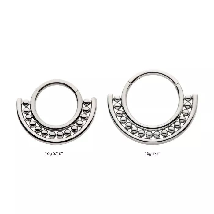 Titanium Half Circle with Beads Front Facing Hinged Segment Clickers