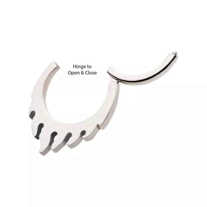 Titanium Flame Design Front Facing Hinged Segment Clicker
