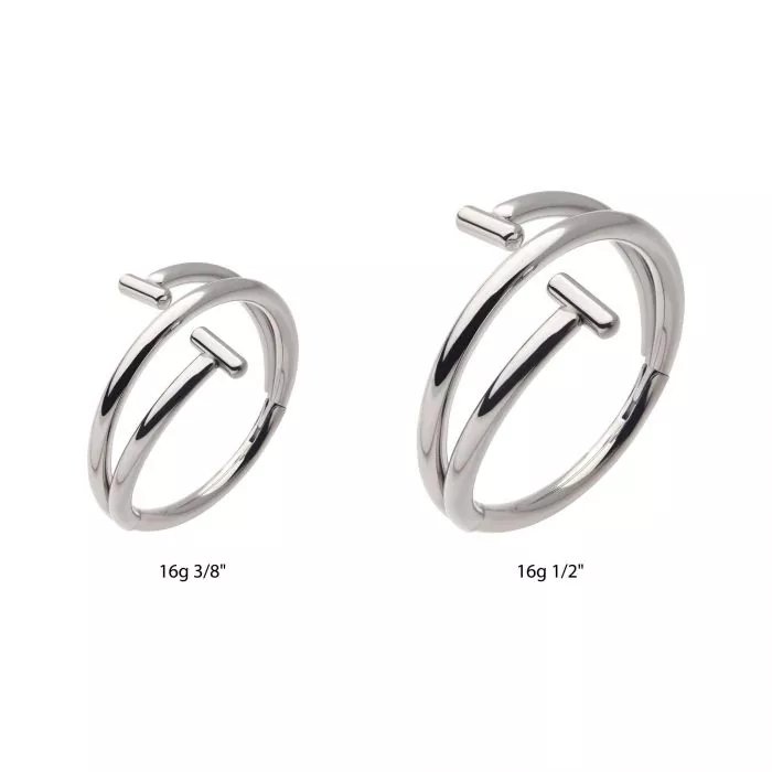 Titanium Double Ended Twist Side Facing Hinged Segment Clicker with T-Bar