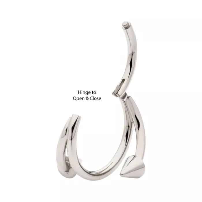 Titanium Double Ended Twist Side Facing Hinged Segment Clicker with Spikes