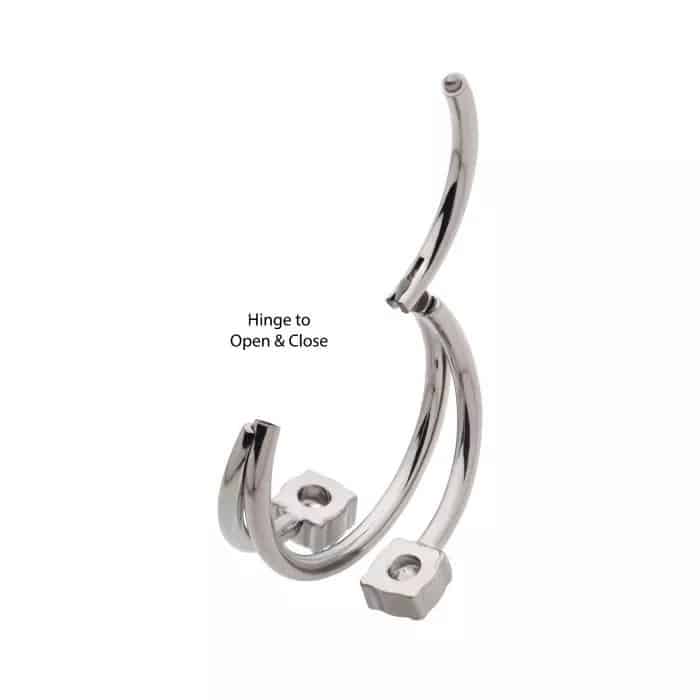 Titanium Double Ended Twist Side Facing Hinged Segment Clicker with Round CZ