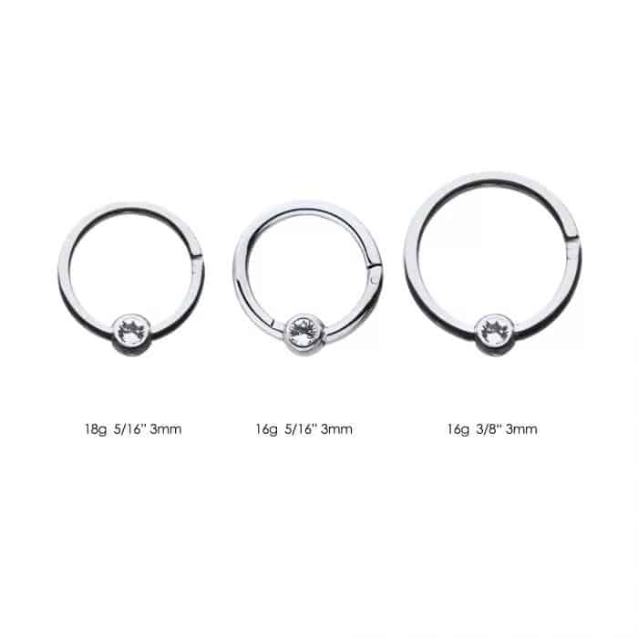 Titanium CZ Clear Gem Hinged Segment Ring