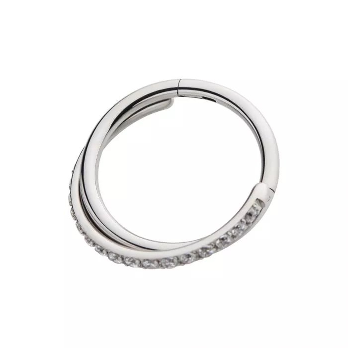 Titanium Crisscross with CZ Side Facing Hinged Segment Clicker