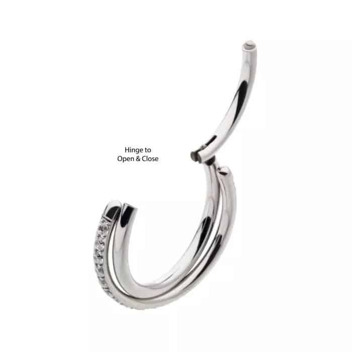 Titanium Crisscross with CZ Side Facing Hinged Segment Clicker