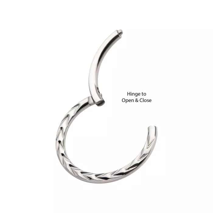 Titanium Chevron Etched Front Facing Hinged Segment Clicker