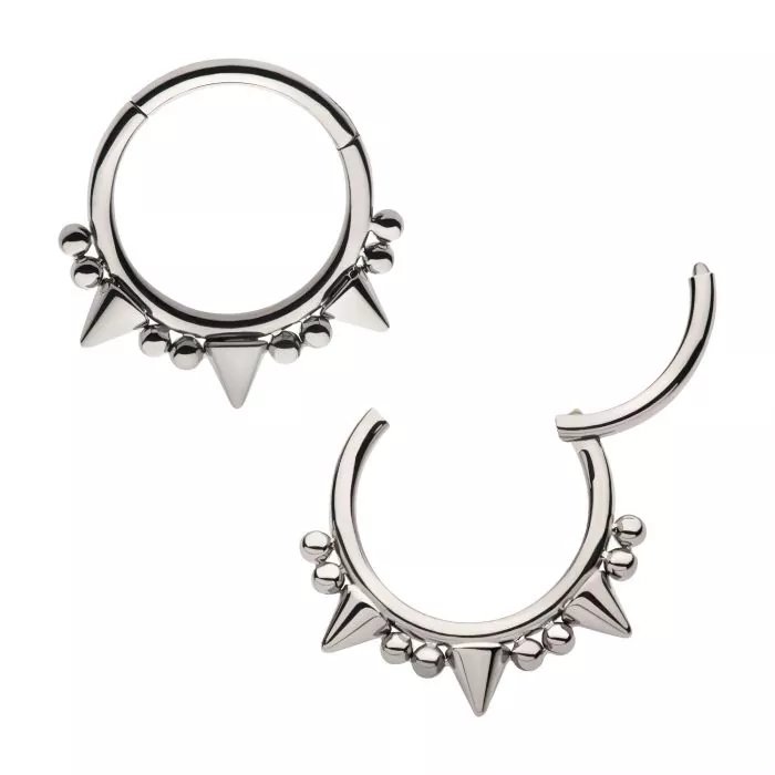 Titanium Beads &amp; Spikes Front Facing Hinged Segment Clicker