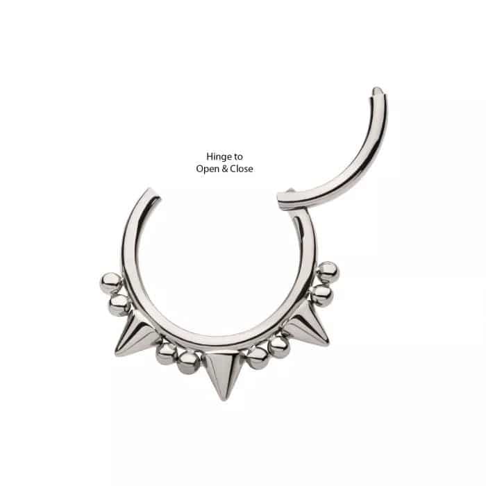 Titanium Beads &amp; Spikes Front Facing Hinged Segment Clicker
