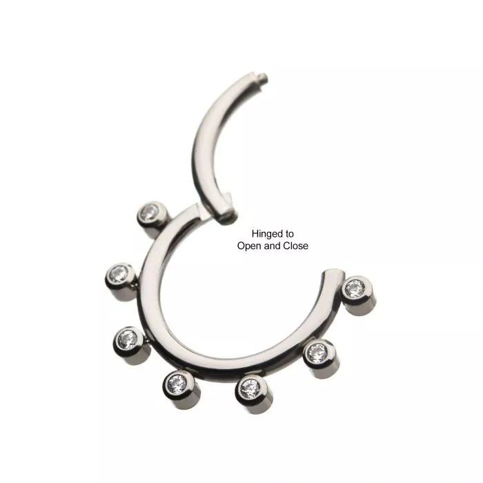 Titanium 7 Clear CZ Hinged Segment Clicker