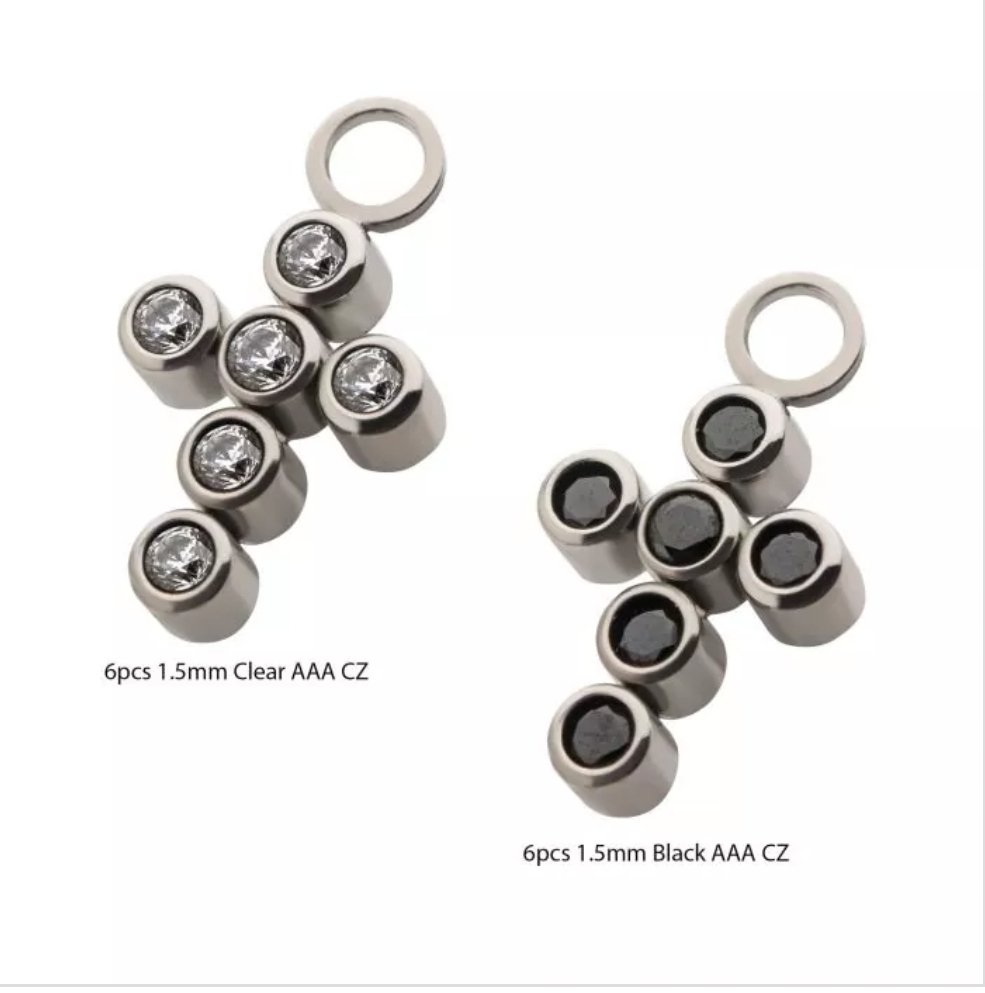 Titanium with Bezel Set CZ Cross Charm
