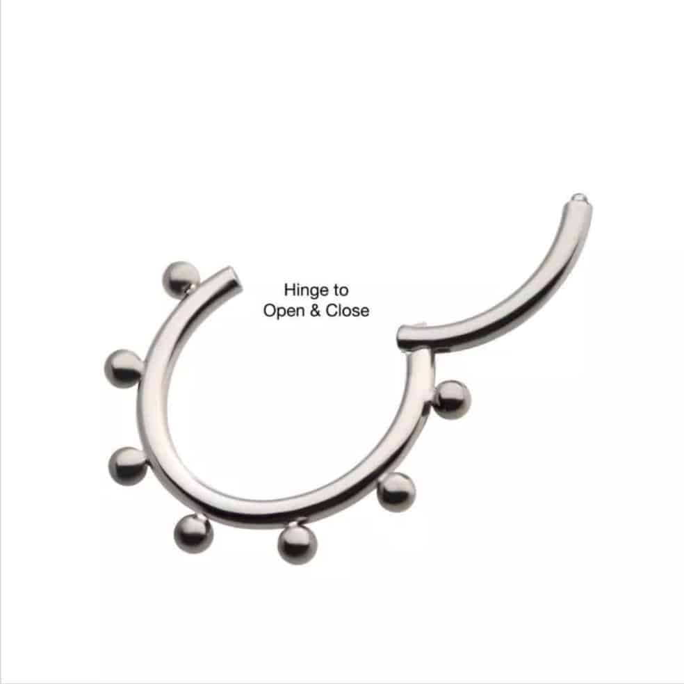 Titanium with 7 Outer Decorative Beads Front Facing Hinged Segment Clicker