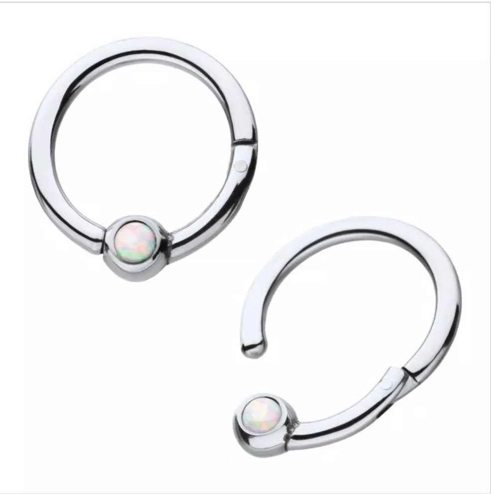 Titanium White Opal Hinged Segment Ring