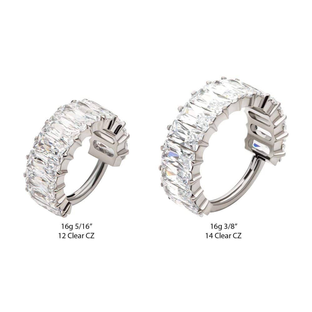 Titanium with CNC Set Baguette CZ Side Facing Hinged Segment Clicker