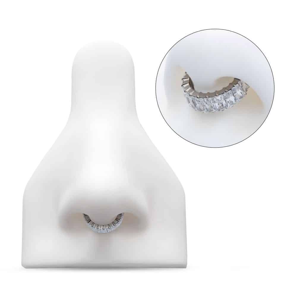 Titanium with CNC Set Baguette CZ Side Facing Hinged Segment Clicker