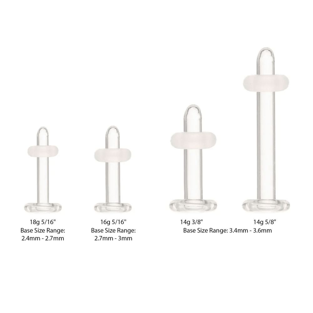 Glass Labret Retainer with Clear Silicone O-Ring