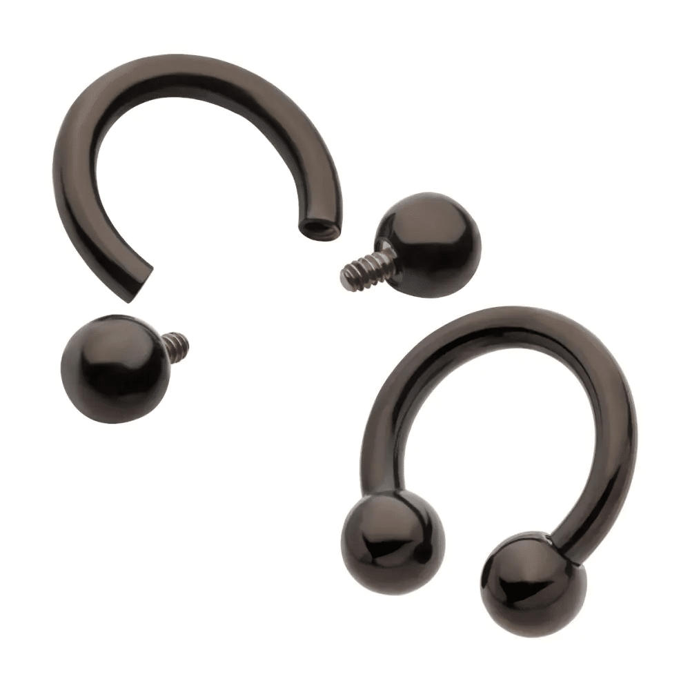 Black PVD Titanium Internally Threaded Circular Barbells