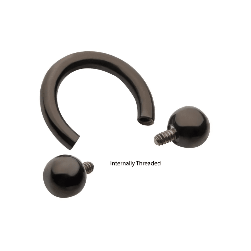 Black PVD Titanium Internally Threaded Circular Barbells