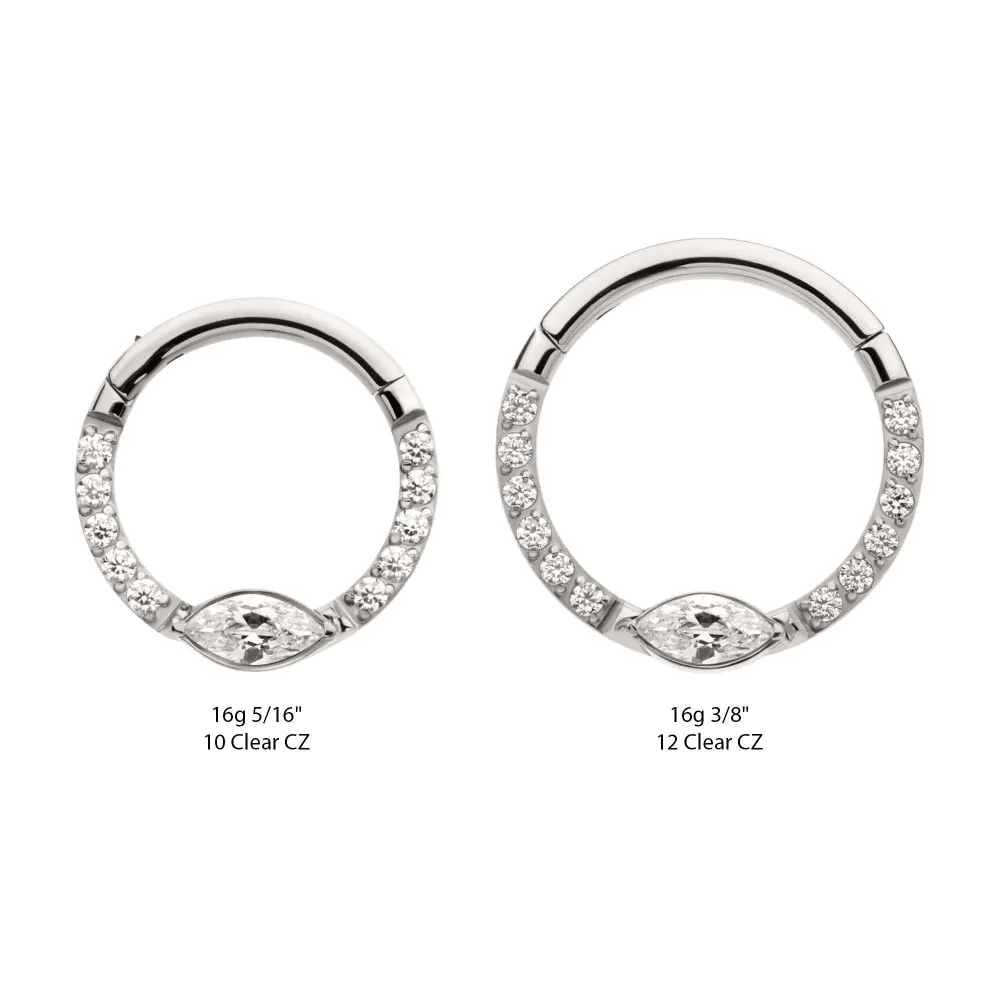 Titanium Eye CZ Front Facing Hinged Segment Clicker with CNC Set Round CZ