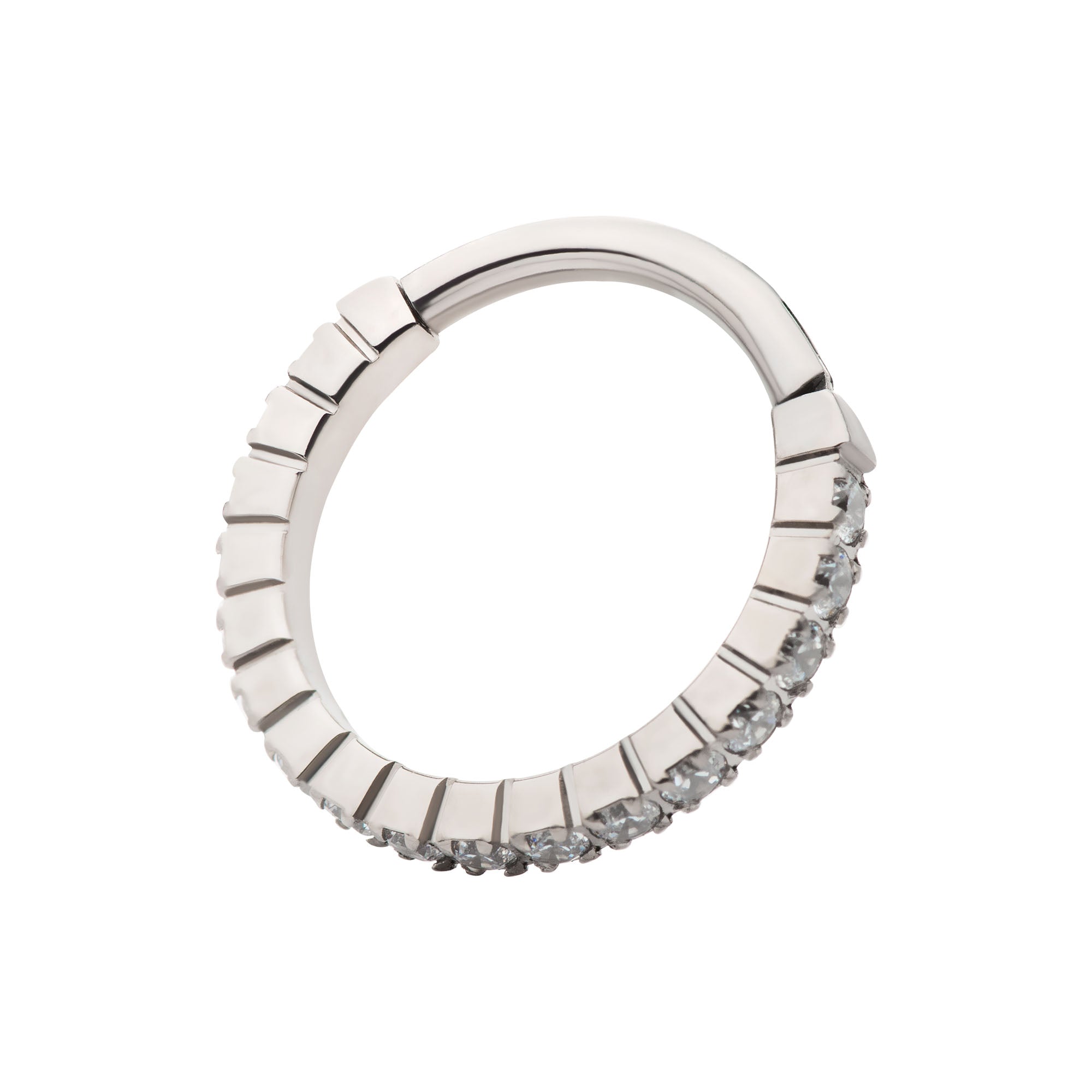 Titanium with Prong Set Full Clear CZ Side Facing Hinged Segment Clicker
