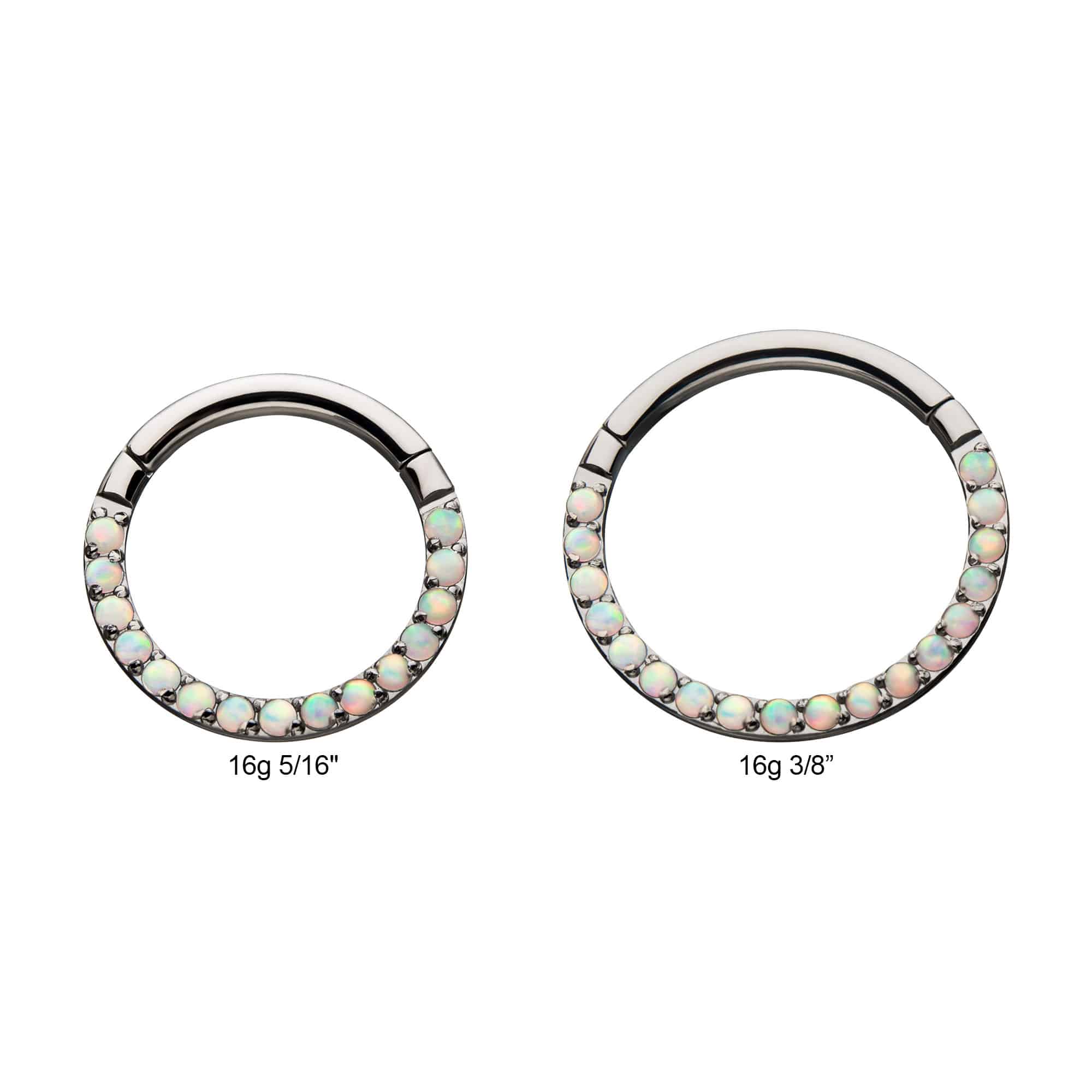 1mm CNC Set White Opal Eternity Gem Titanium Side Facing Hinged Segment Clicker
