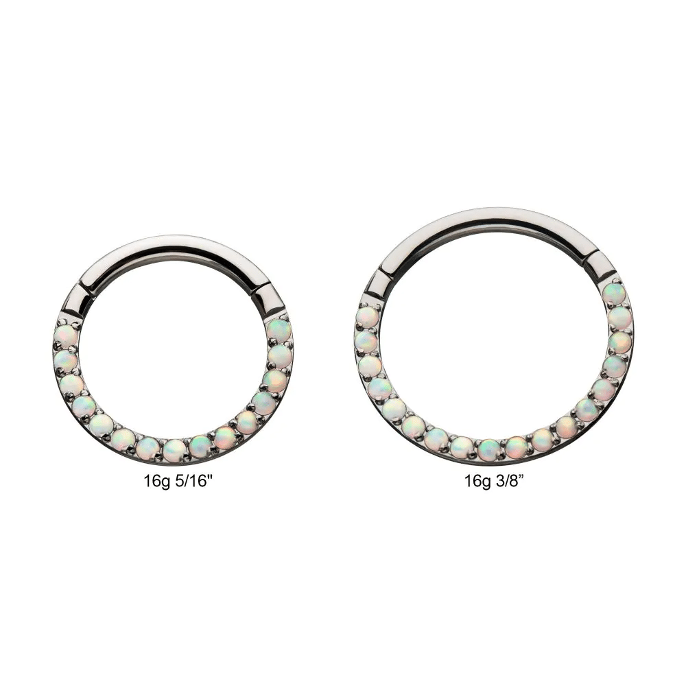 Titanium with Front Full Clear Eternity Gem Hinged Segment Clicker