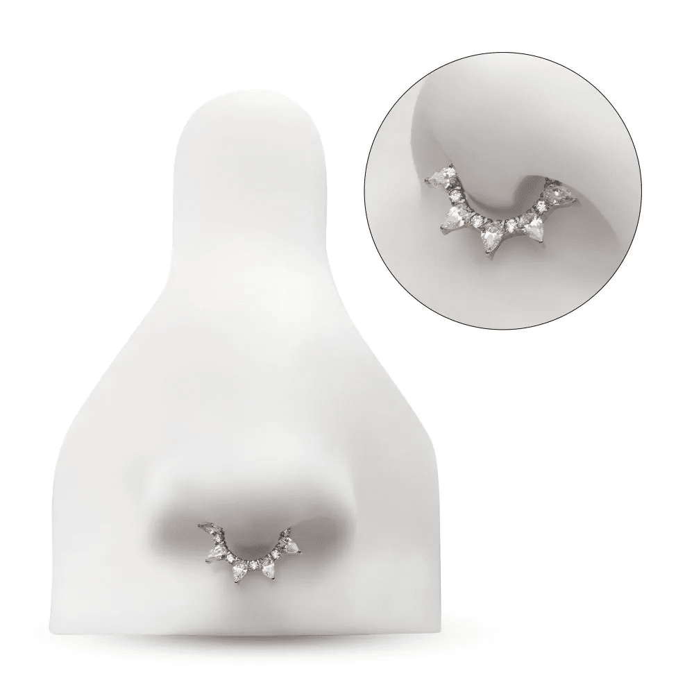 Titanium Clustered Prong Set Round & Teardrop CZ Front Facing Hinged Segment Clicker