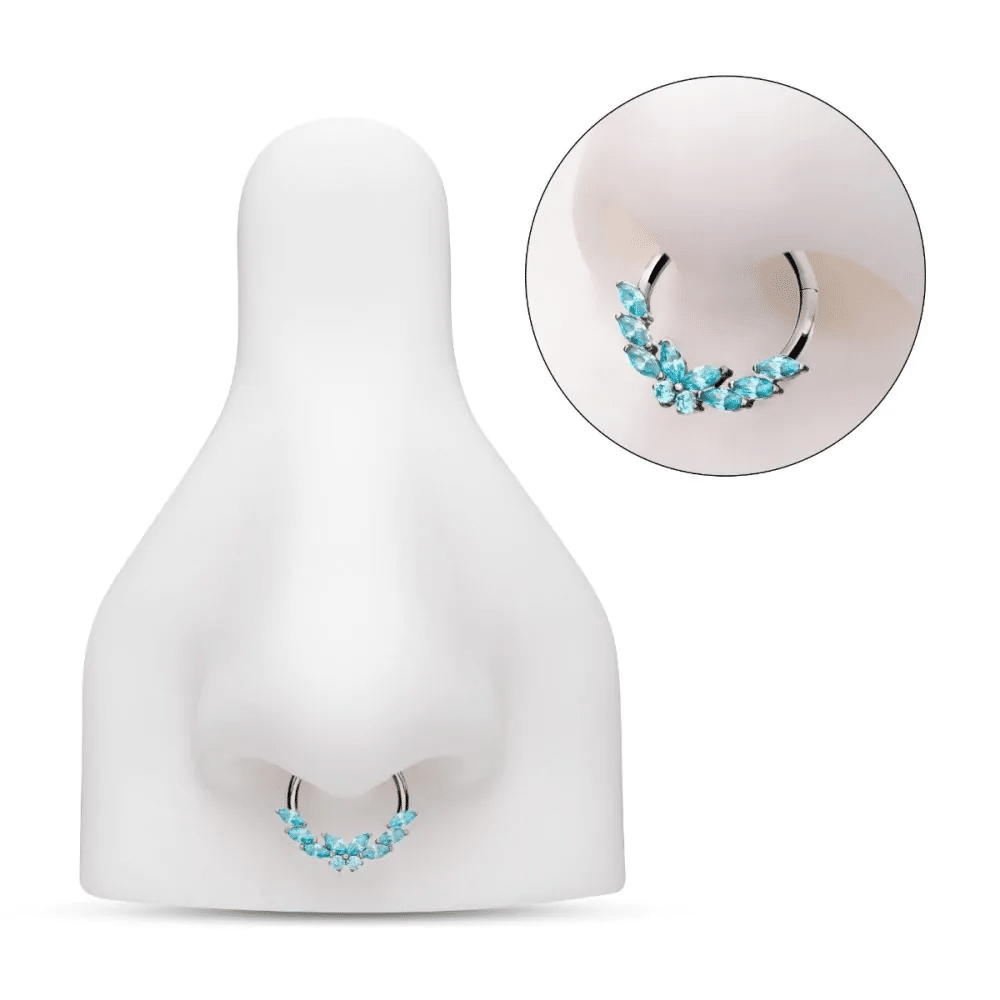 Titanium Butterfly & Marquise Gem Front Facing Hinged Segment Clicker