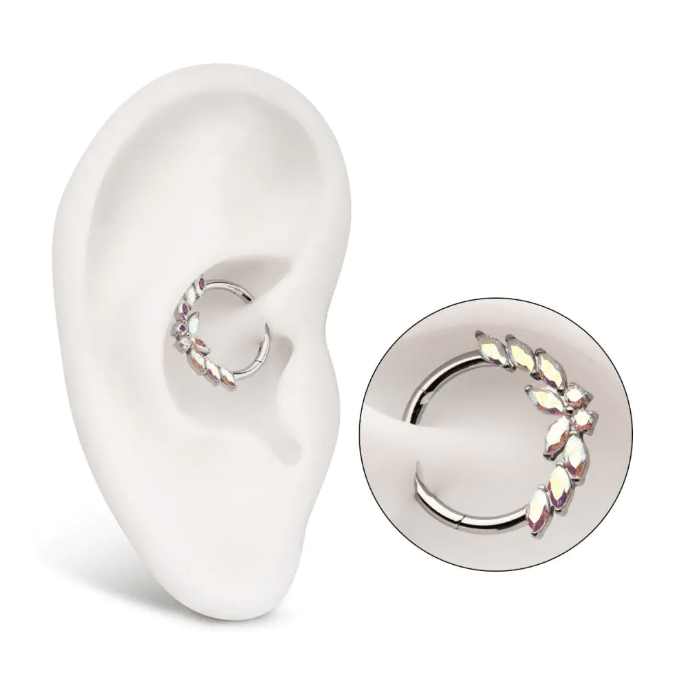 Titanium Butterfly & Marquise Gem Front Facing Hinged Segment Clicker