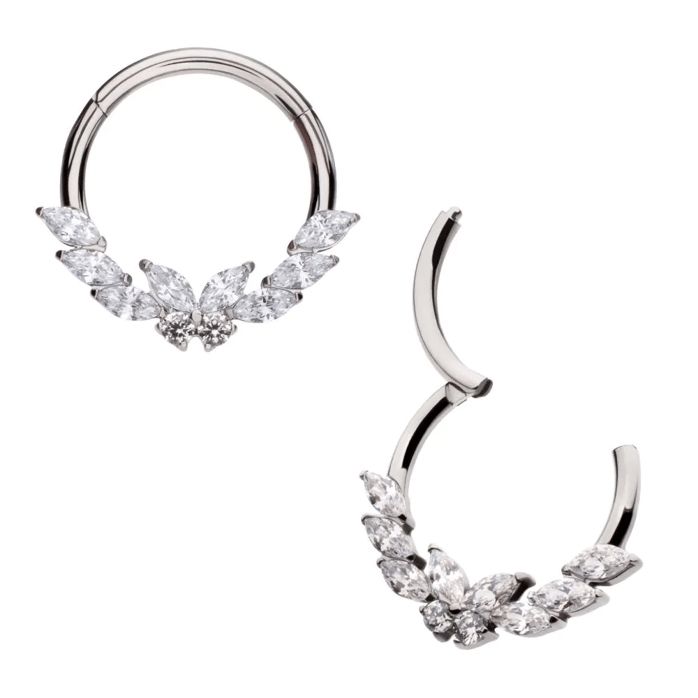 Titanium Butterfly & Marquise Gem Front Facing Hinged Segment Clicker