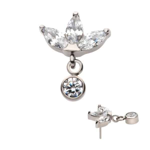 Threadless Trinity Marquise CZ with Dangle Round CZ Top