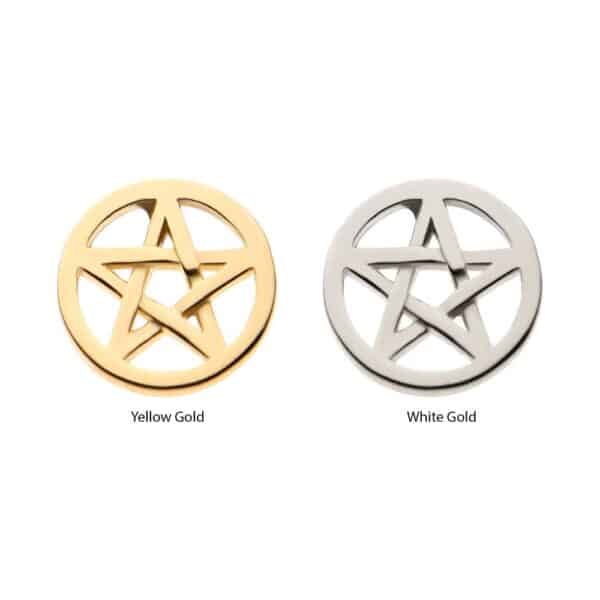 14Kt Gold Threadless with Pentagram Top